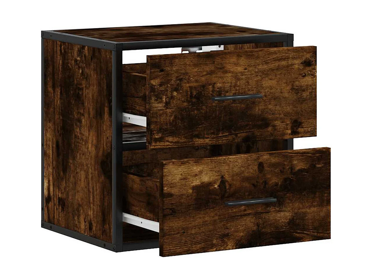Comodini a Muro 2 pz Rovere Fumo 40x31x39,5 cm