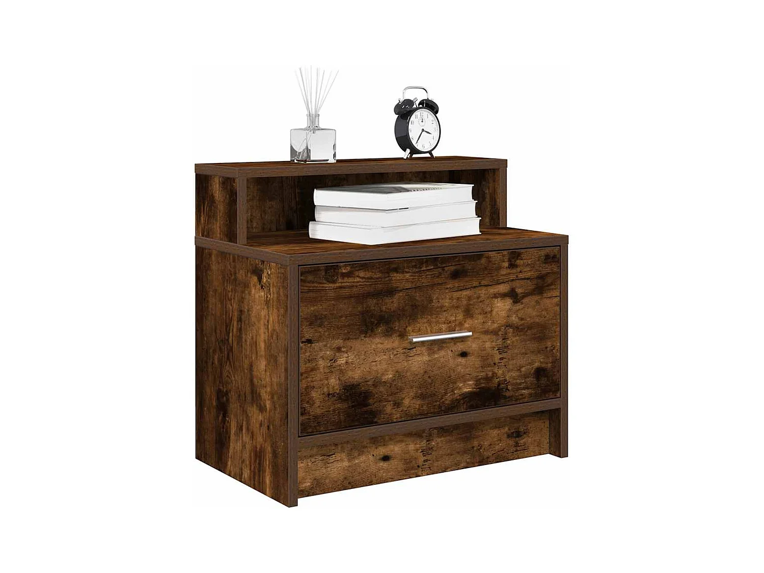 Table de chevet avec tiroir chêne fumé 51x31x47 cm