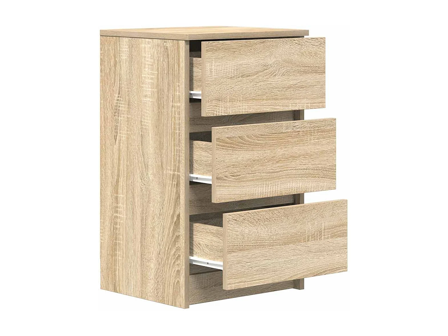 Comodino con 3 Cassetti Rovere Sonoma 39x35x65 cm