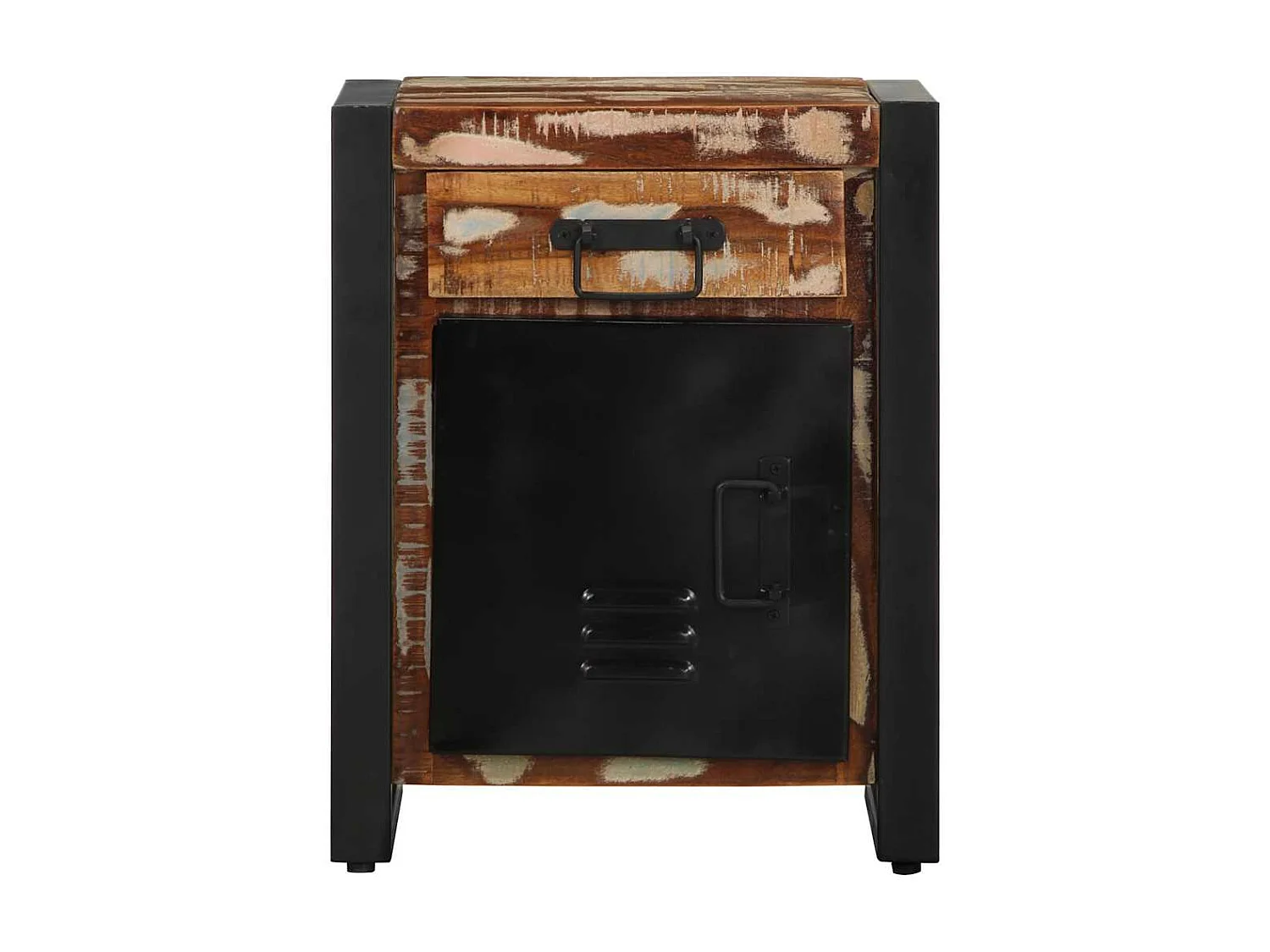 Comodini 2 pz Multicolore in Legno Massello di Mango Grezzo