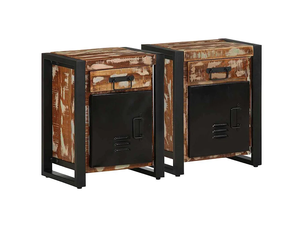 Tables de chevet 2 pcs multicolore bois massif de manguier brut