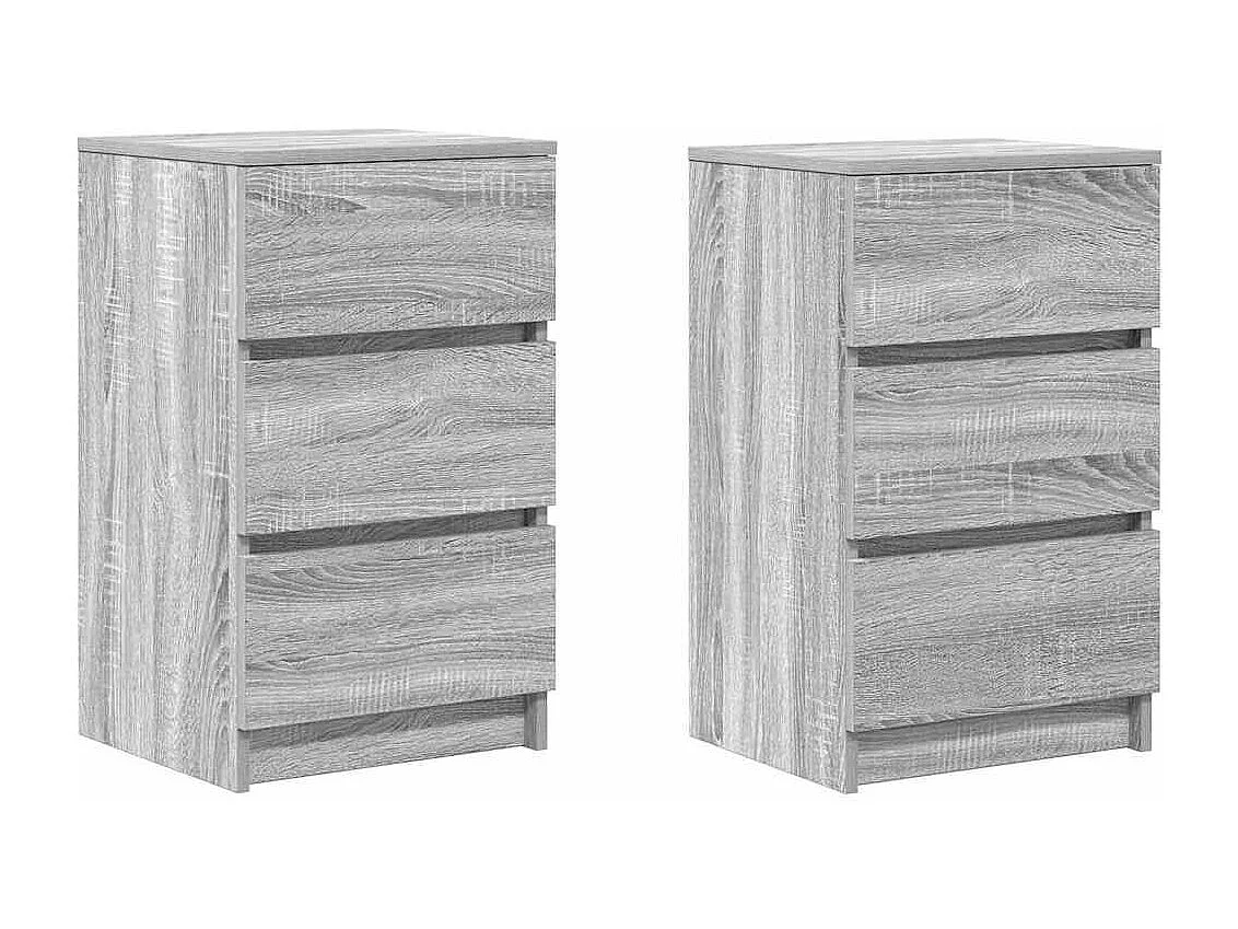 Nachtkastjes met 3 lades 2 st 39x35x65 cm grijs Sonoma