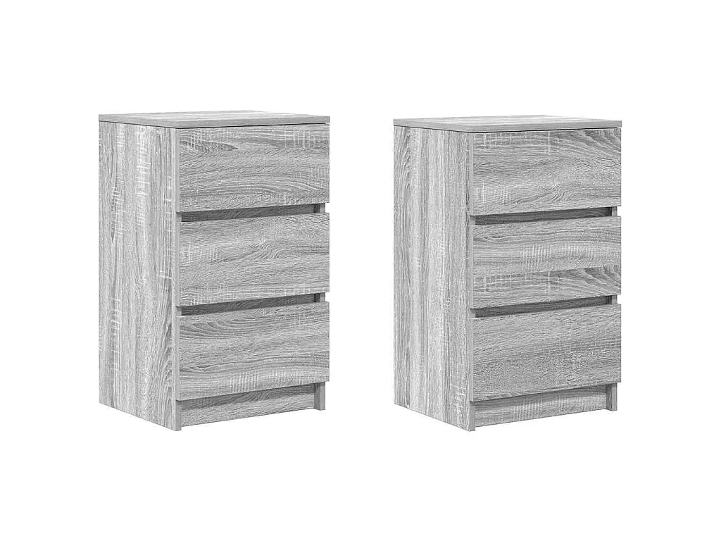 Nachtkastjes met 3 lades 2 st 39x35x65 cm grijs Sonoma