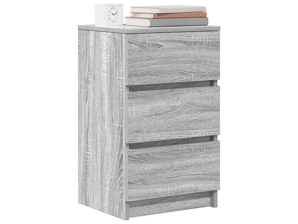 Nachtkastjes met 3 lades 2 st 39x35x65 cm grijs Sonoma