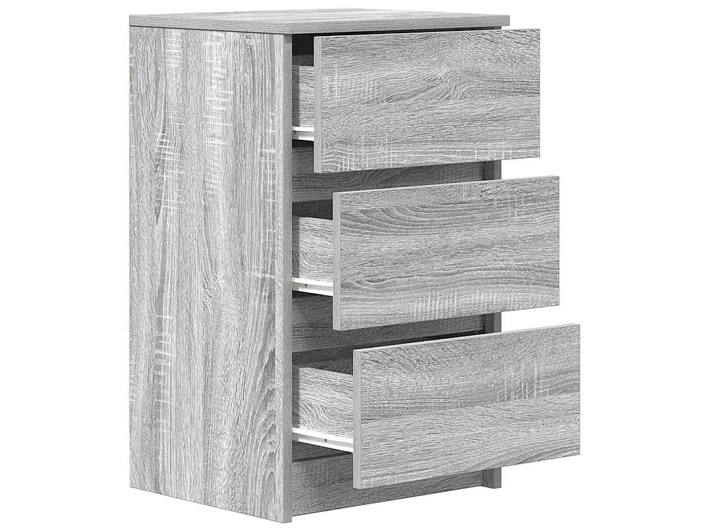 Nachtkastjes met 3 lades 2 st 39x35x65 cm grijs Sonoma