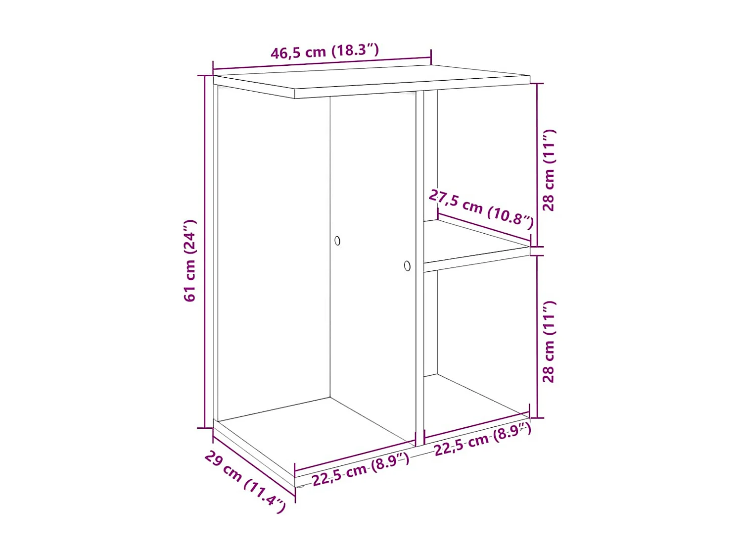Nachtkastjes 2 st 46,5x29x61 cm bewerkt hout wit