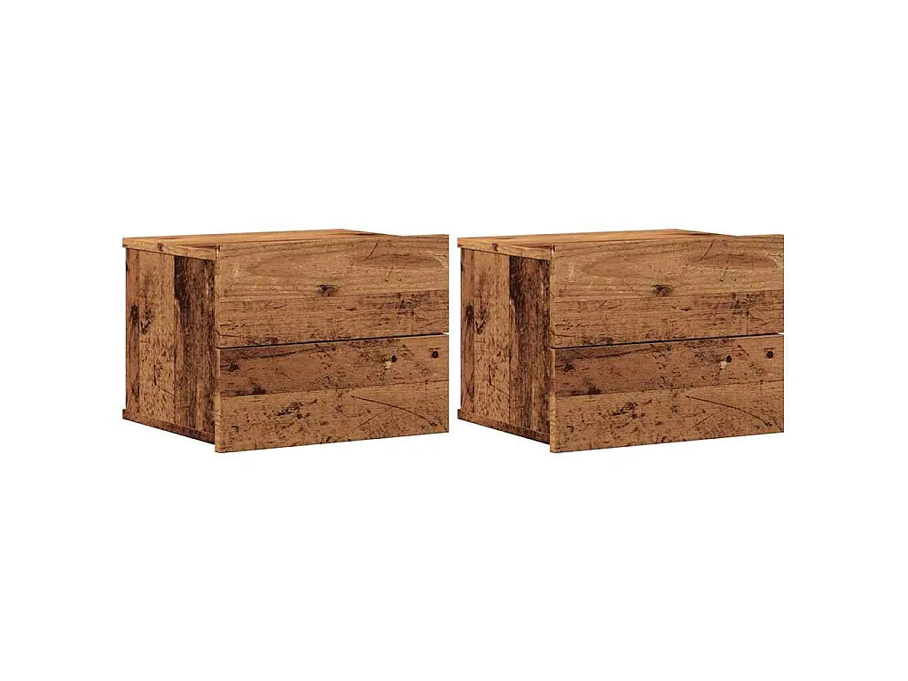 Tables de chevet murales 2 pcs vieux bois 40x32x30 cm