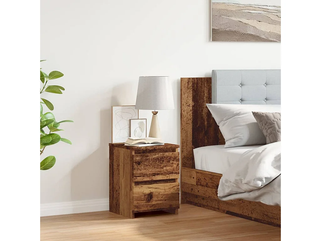 Table de chevet vieux bois 30x30x40 cm bois d'ingénierie