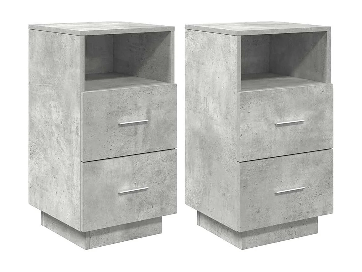 Tables de chevet 2 pcs avec 2 tiroirs gris béton 36x36x68 cm