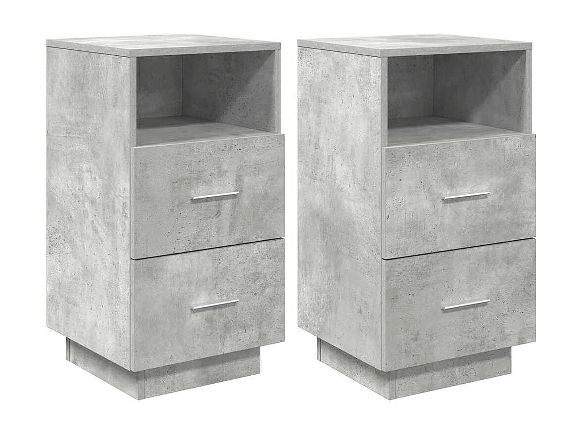 Nachtkastjes 2 st met 2 lades 36x36x68 cm betongrijs