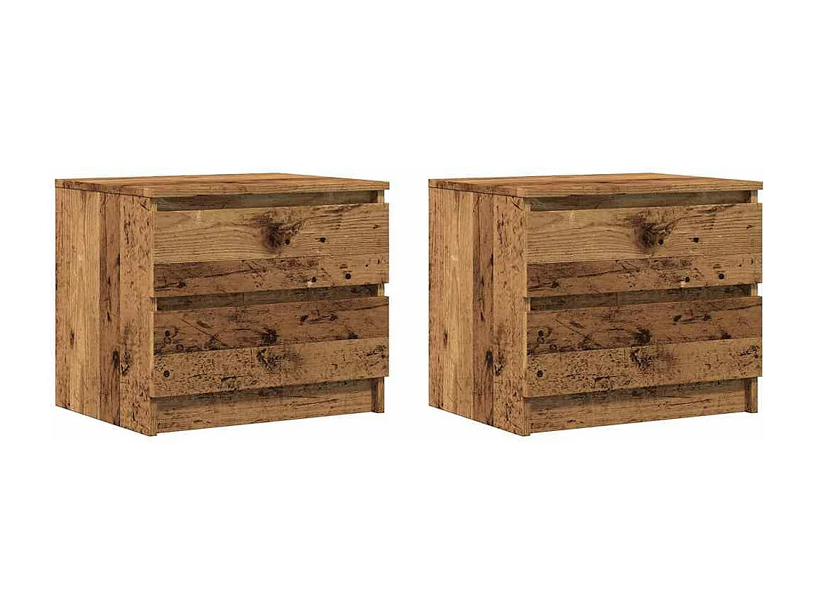 Tables de chevet 2 pcs vieux bois 50x40x43.5 cm bois ingénierie