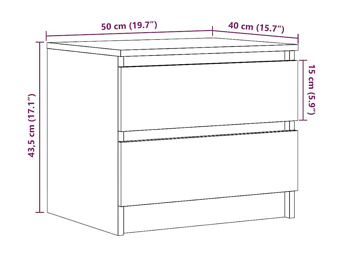 Tables de chevet 2 pcs vieux bois 50x40x43.5 cm bois ingénierie