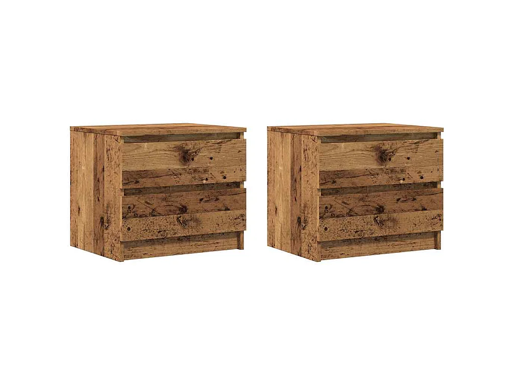 Tables de chevet 2 pcs vieux bois 50x40x43.5 cm bois ingénierie