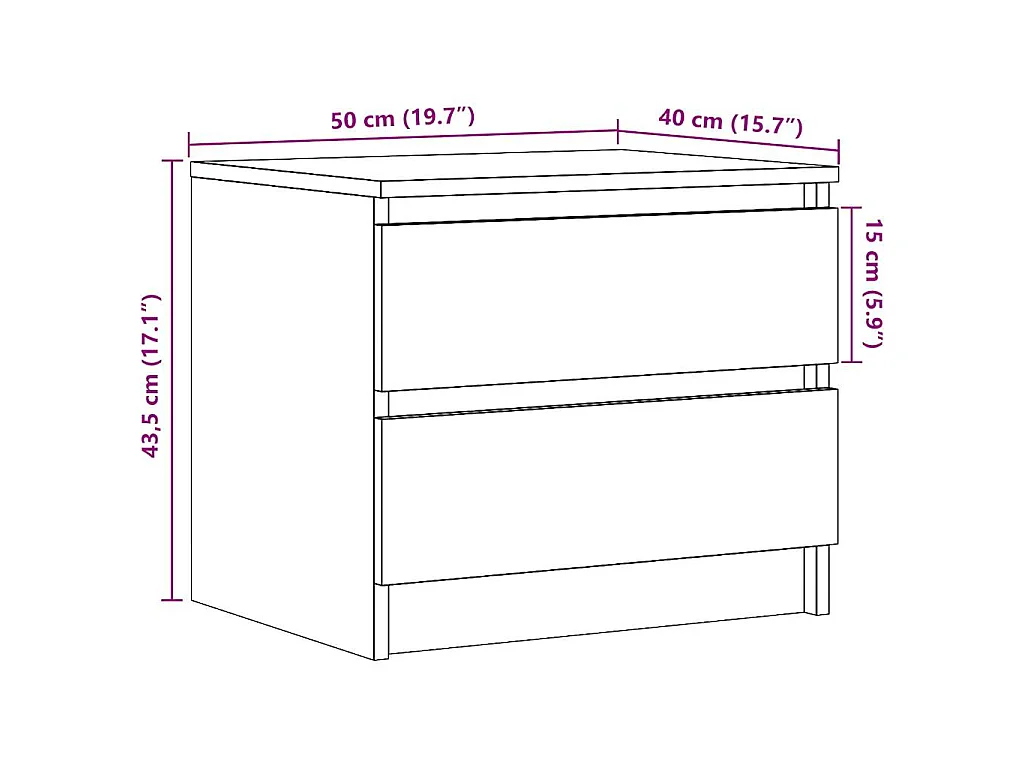 Tables de chevet 2 pcs vieux bois 50x40x43.5 cm bois ingénierie