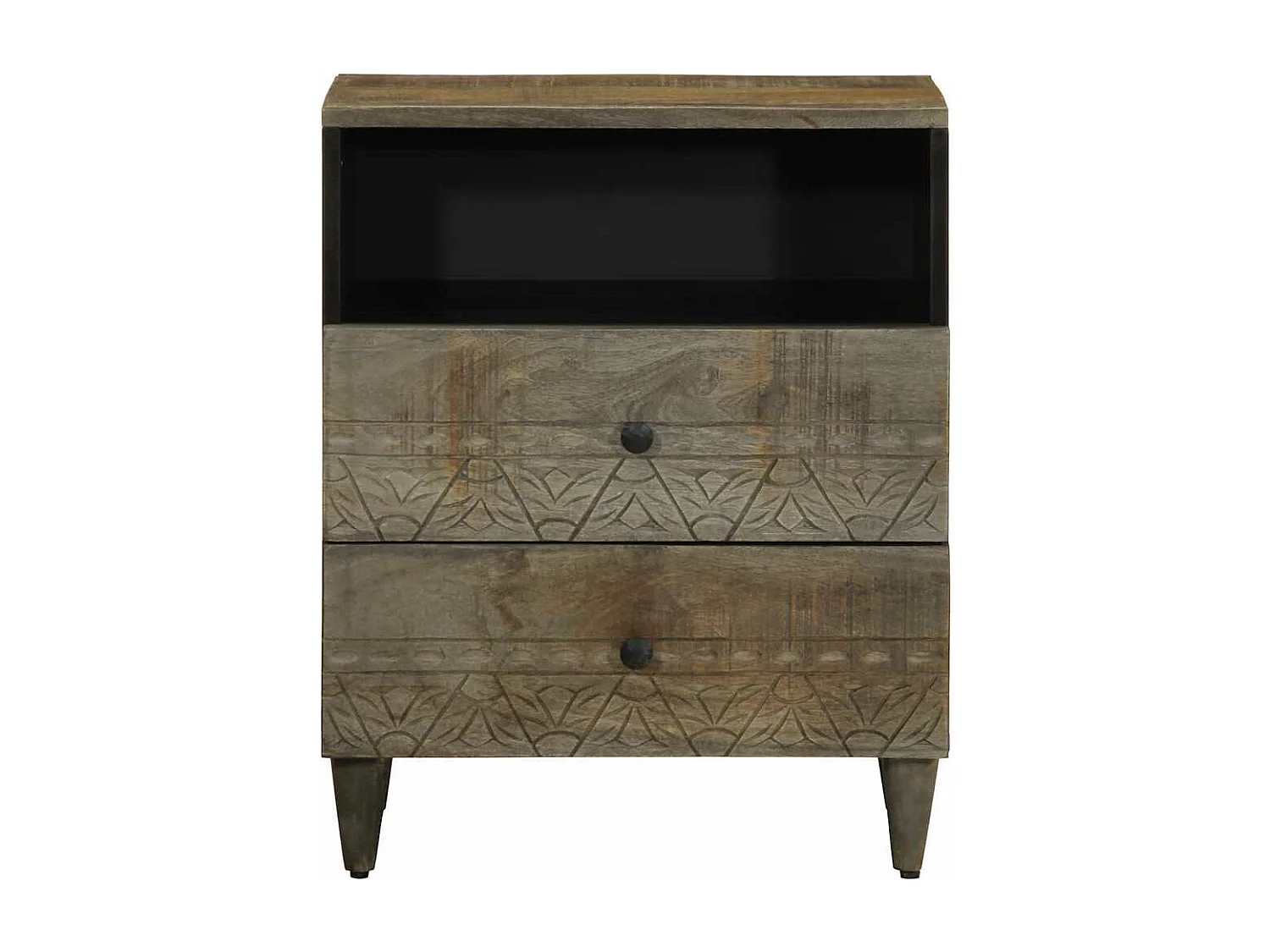 Table de chevet gris clair 50x33x60 cm bois de manguier massif