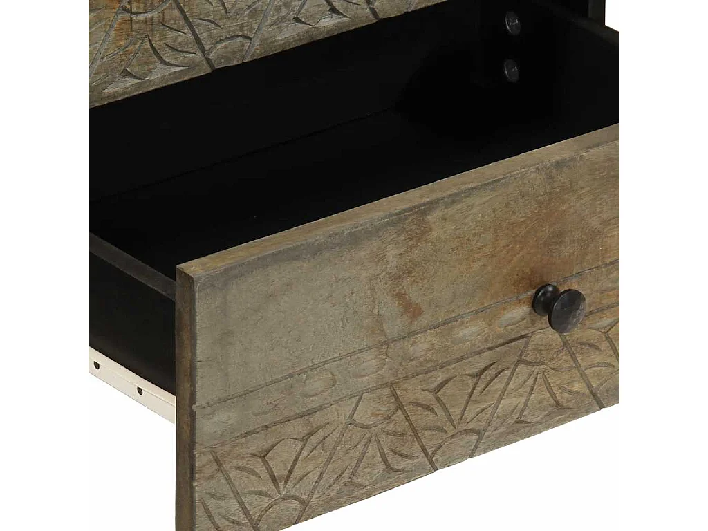 Comodino Grigio Chiaro 50x33x60 cm in Legno Massello di Mango