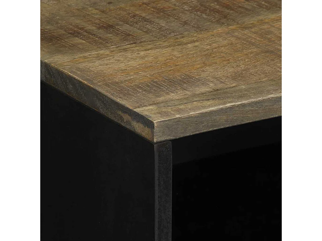 Nachttisch Hellgrau 50x33x60 cm Massivholz Mango