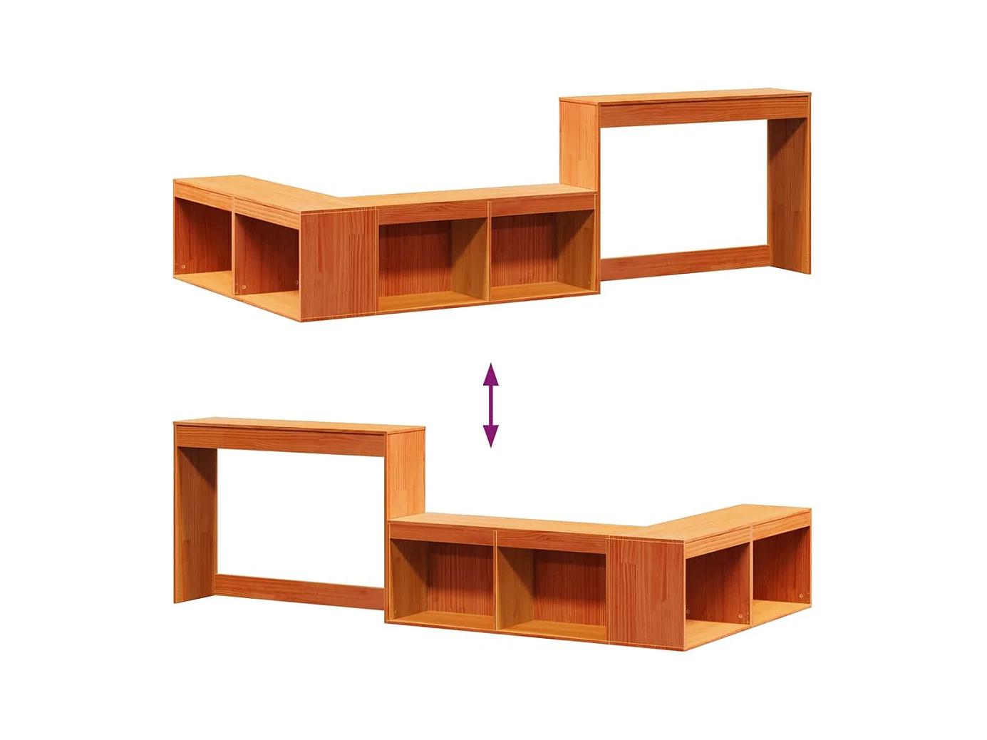 Nachtkastje met bureau 222x107x75 cm grenenhout wasbruin