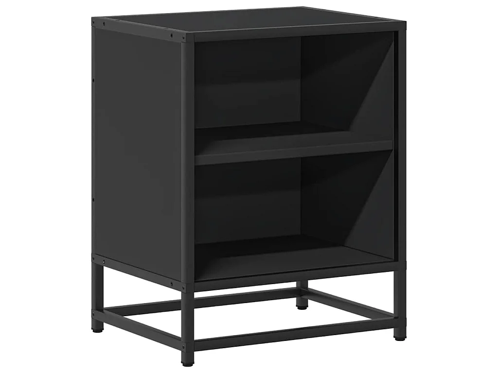 Comodino Nero 40x31x50 cm Legno Multistrato e Metallo