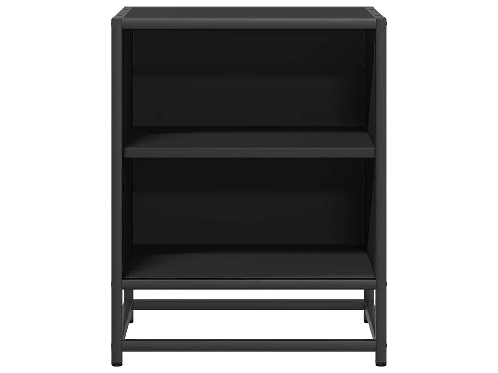 Comodino Nero 40x31x50 cm Legno Multistrato e Metallo