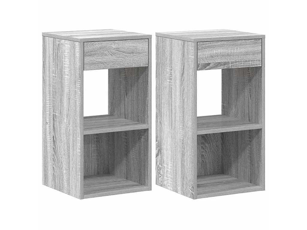Nachtkastjes 2 st met lade 35x34x66,5cm grijs sonoma eikenkleur