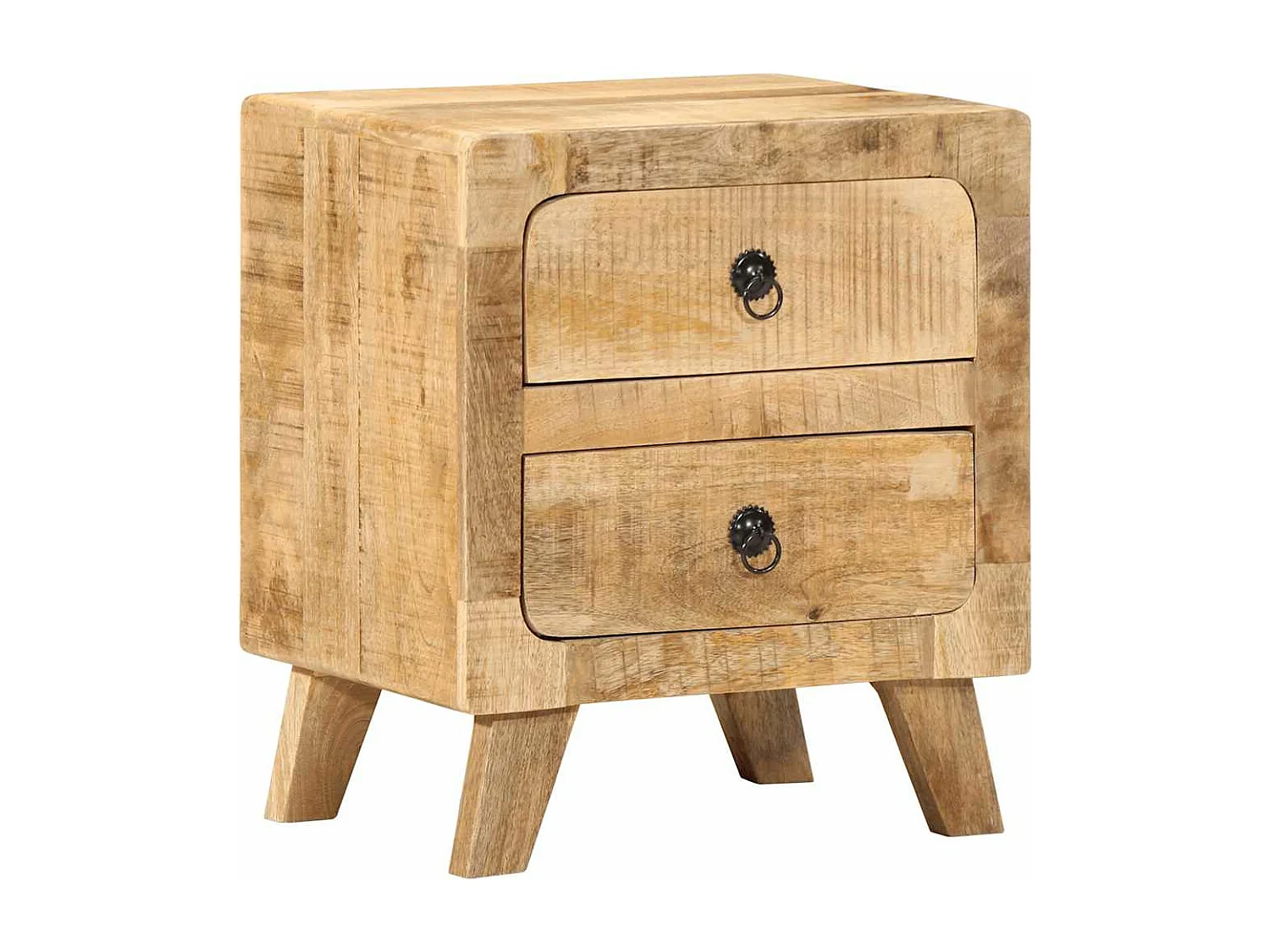 Mesita de noche de madera maciza de mango rugosa 40x32x46 cm