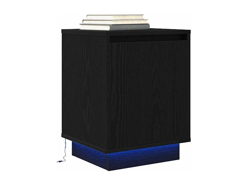 Comodino con Luci LED Nero 38x34x50 cm