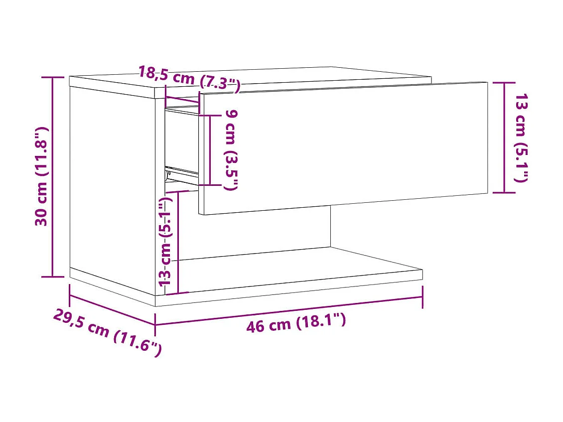 Mesita de noche de pared madera envejecida