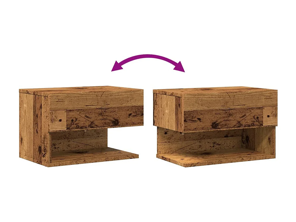 Nachtkastjes 2 st wandgemonteerd oud houtkleurig