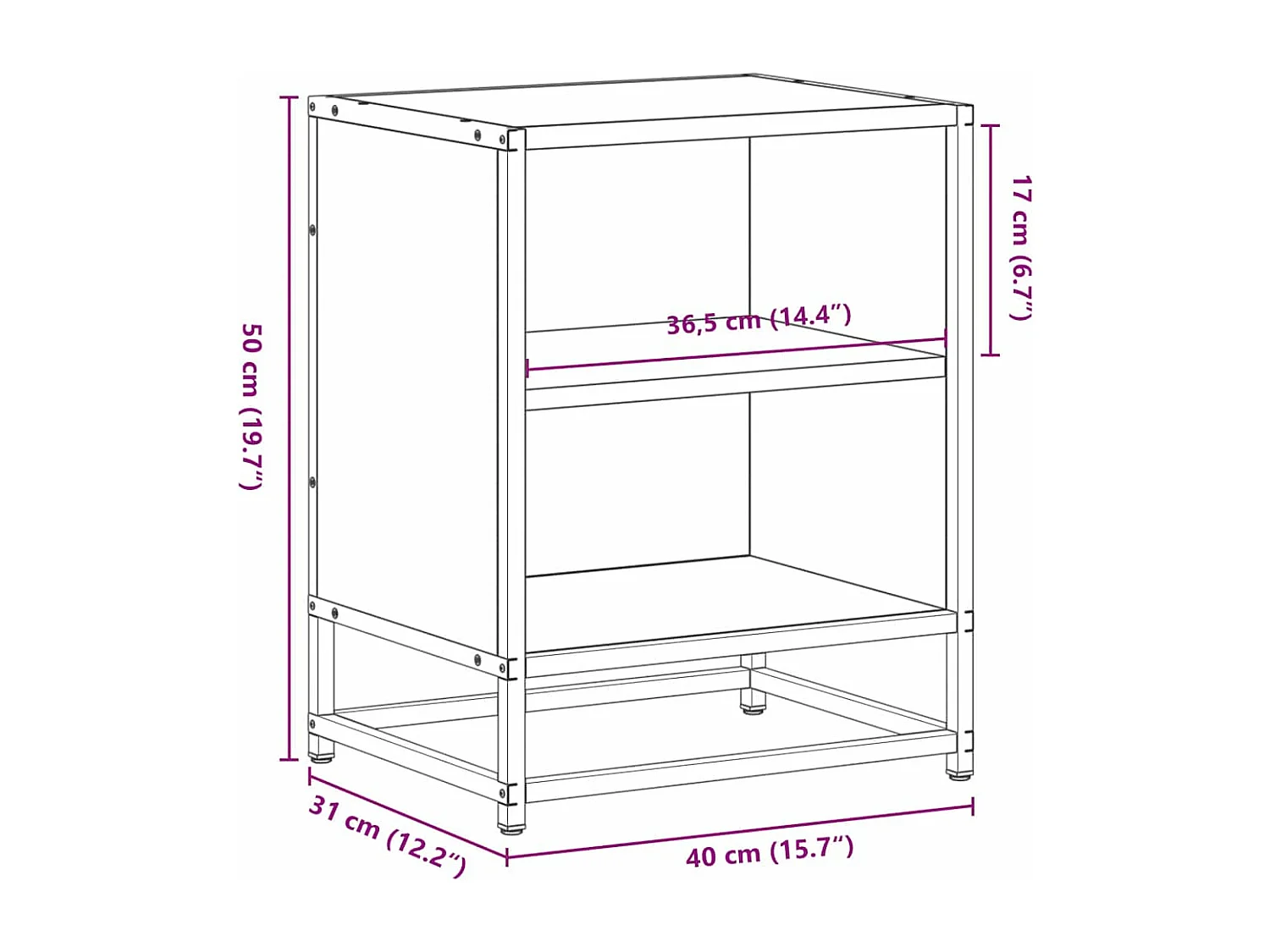 Nachttische 2 Stk. Sonoma-Eiche 40x31x50cm Holzwerkstoff Metall