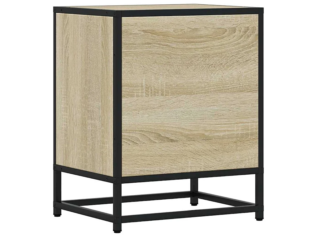 Nachttische 2 Stk. Sonoma-Eiche 40x31x50cm Holzwerkstoff Metall