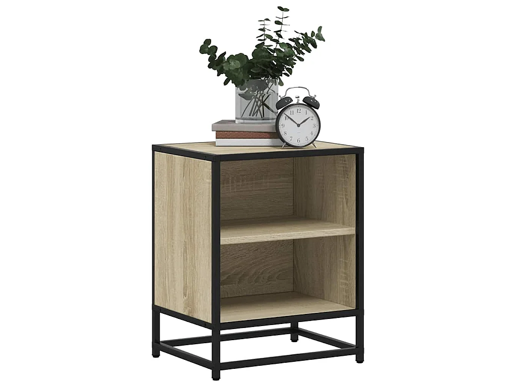 Nachttische 2 Stk. Sonoma-Eiche 40x31x50cm Holzwerkstoff Metall