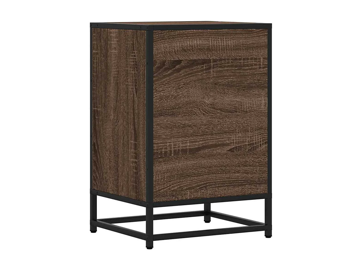 Table de chevet chêne marron 40x34,5x60cm bois ingénierie métal