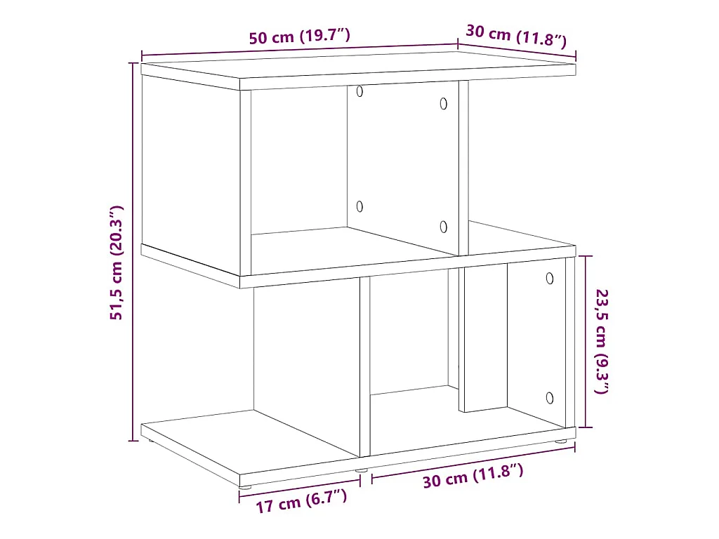 Table de chevet vieux bois 50x30x51,5 cm bois d'ingénierie