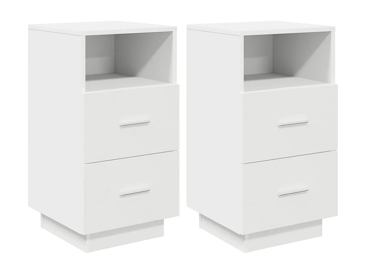 Tables de chevet 2 pcs avec 2 tiroirs blanc 36x36x68 cm