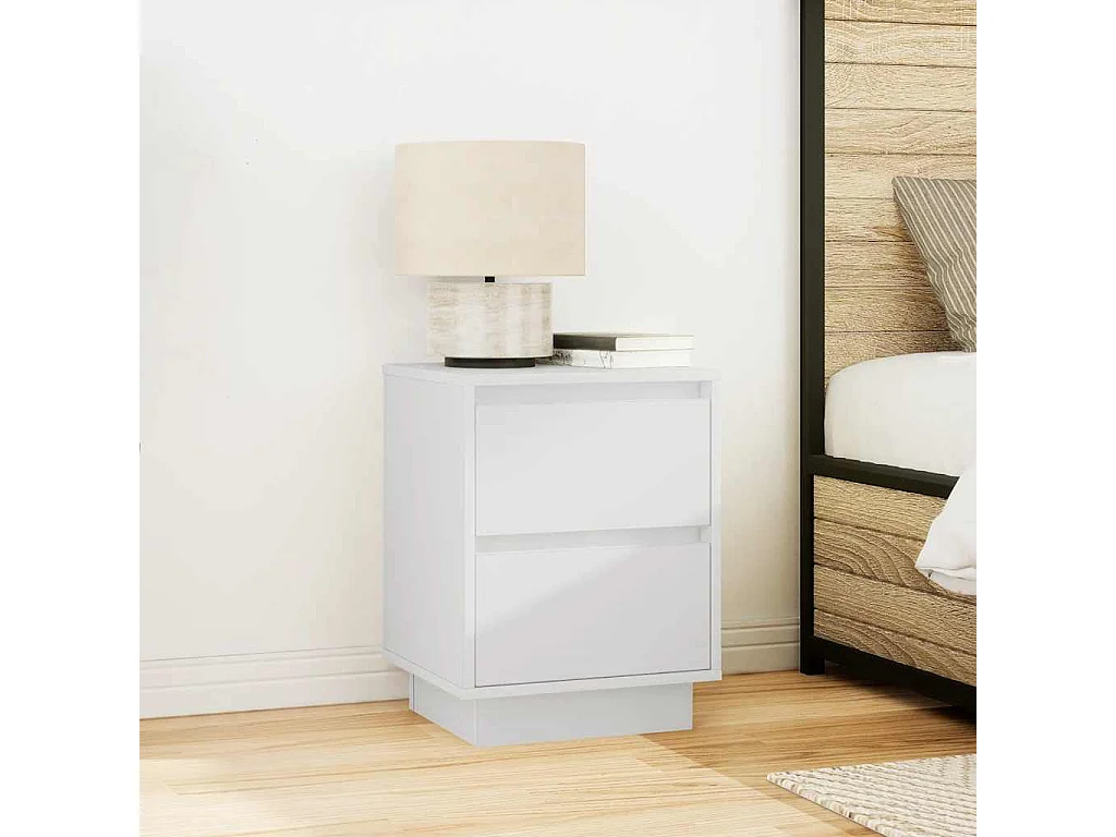 Table de chevet avec lumières LED blanc 38x34x50 cm