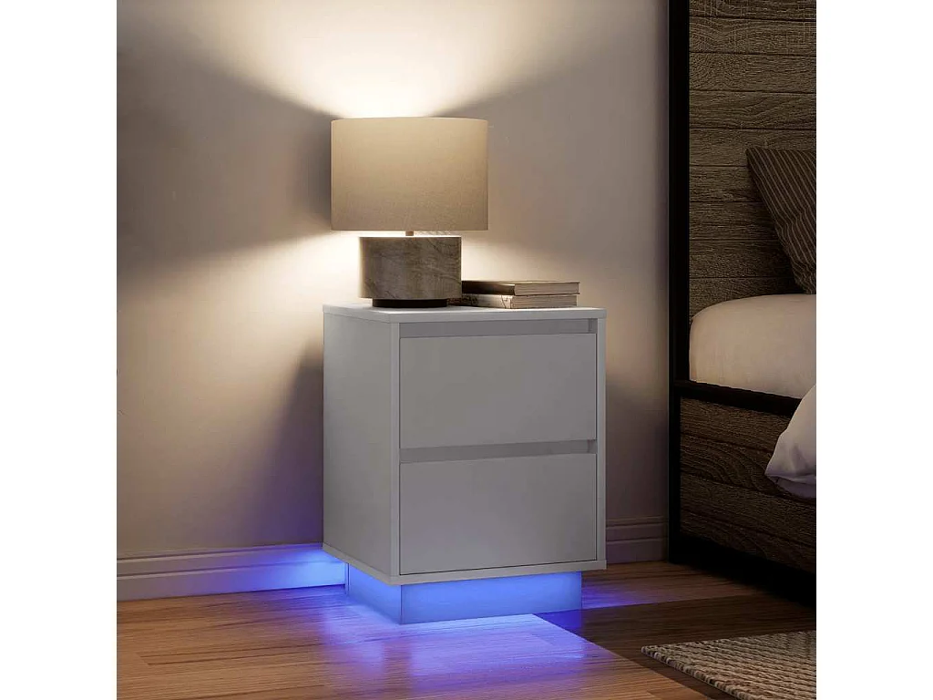 Nachtkastje met LED-verlichting 38x34x50 cm wit