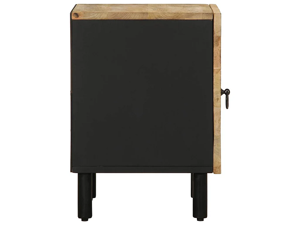 Nachtkastje 40x33,5x46 cm massief ruw mangohout zwart