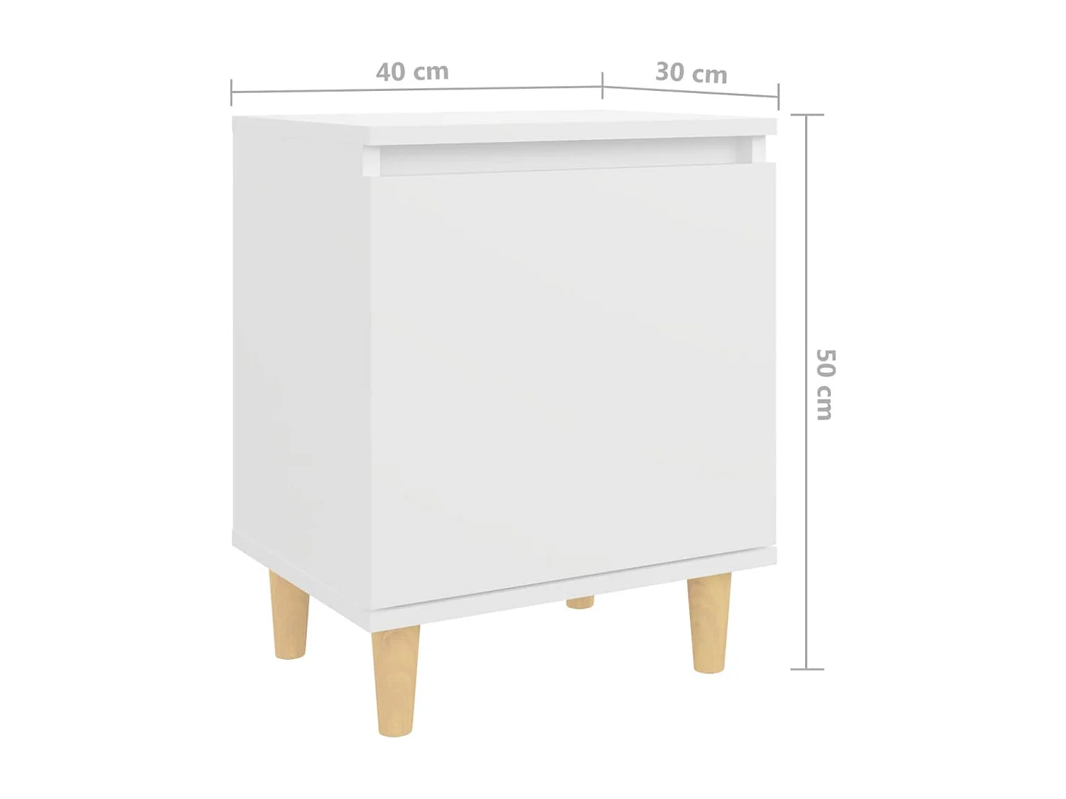 Tables de chevet avec pieds en bois 2 pcs Blanc 40x30x50 cm