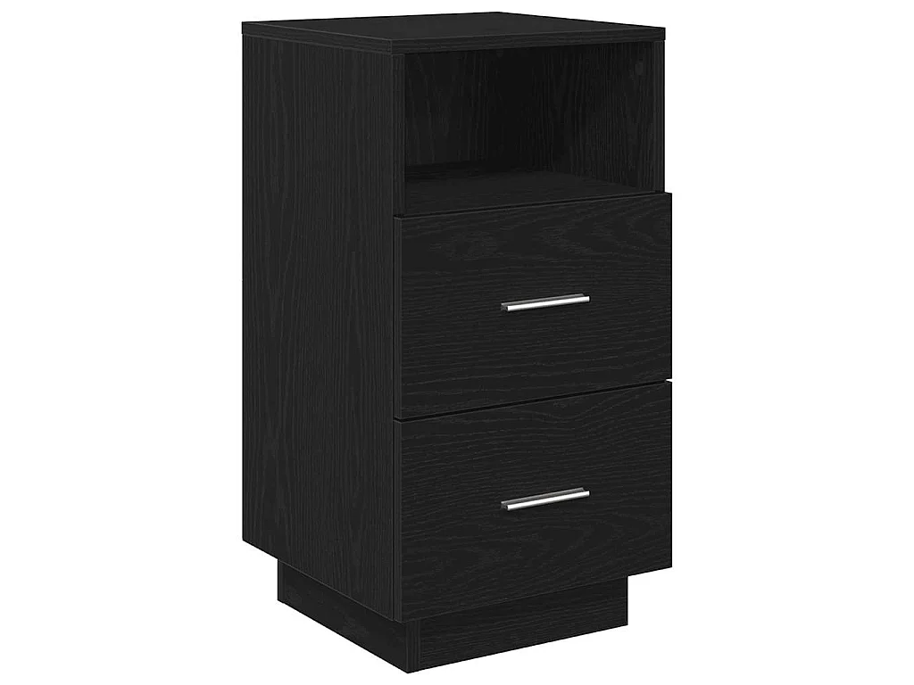 Comodino con 2 Cassetti Nero 36x36x68 cm
