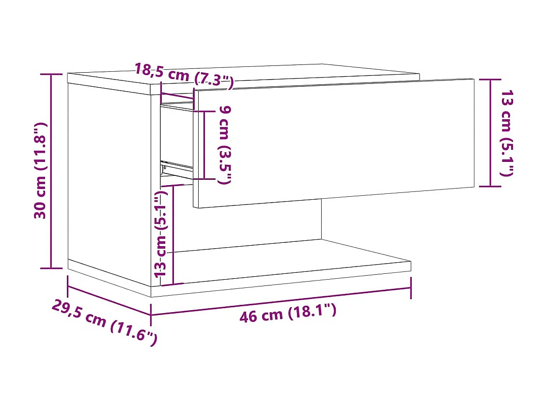 Comodino da Parete Legno Antico