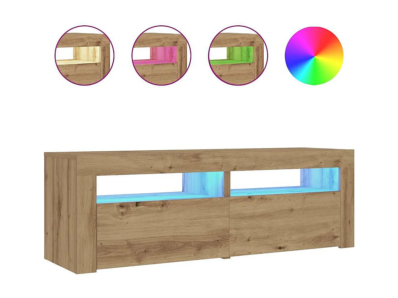 Nachtkastjes 2 st met LED's 60x35x40 cm artisanaal eikenkleur