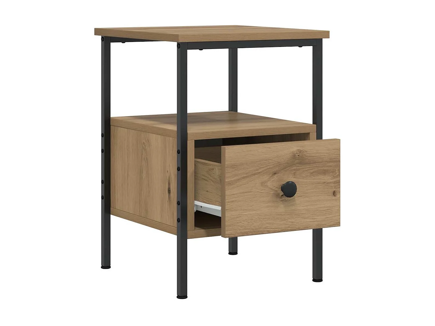 Table de chevet chêne artisanal 34x36x50 cm bois d'ingénierie