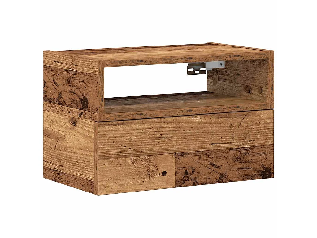Mesa de cabeceira de parede 45x26x28,5 cm cor madeira velha