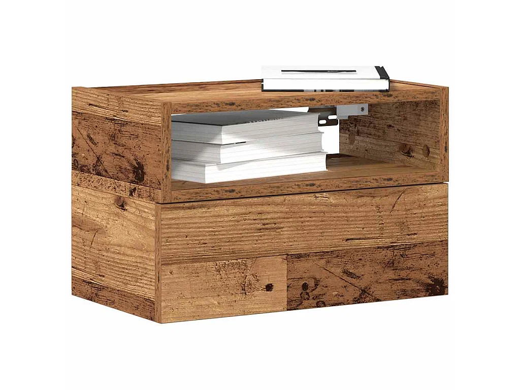 Mesa de cabeceira de parede 45x26x28,5 cm cor madeira velha