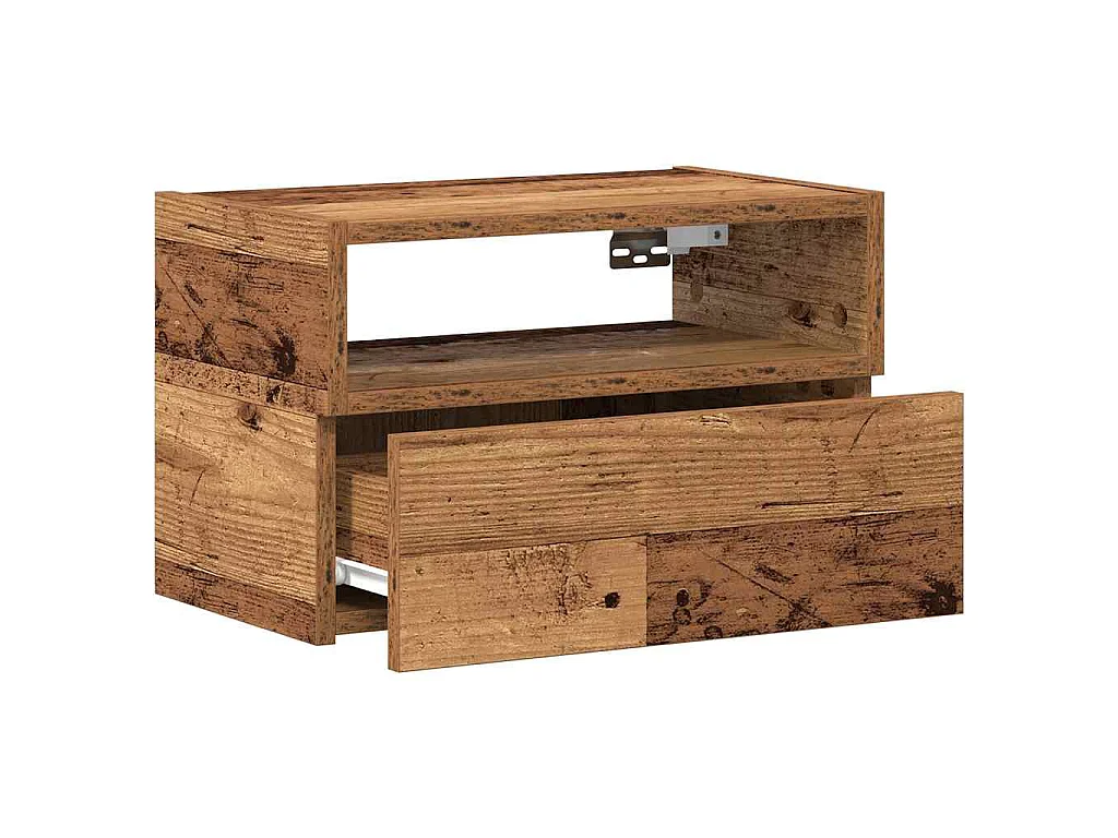 Mesa de cabeceira de parede 45x26x28,5 cm cor madeira velha