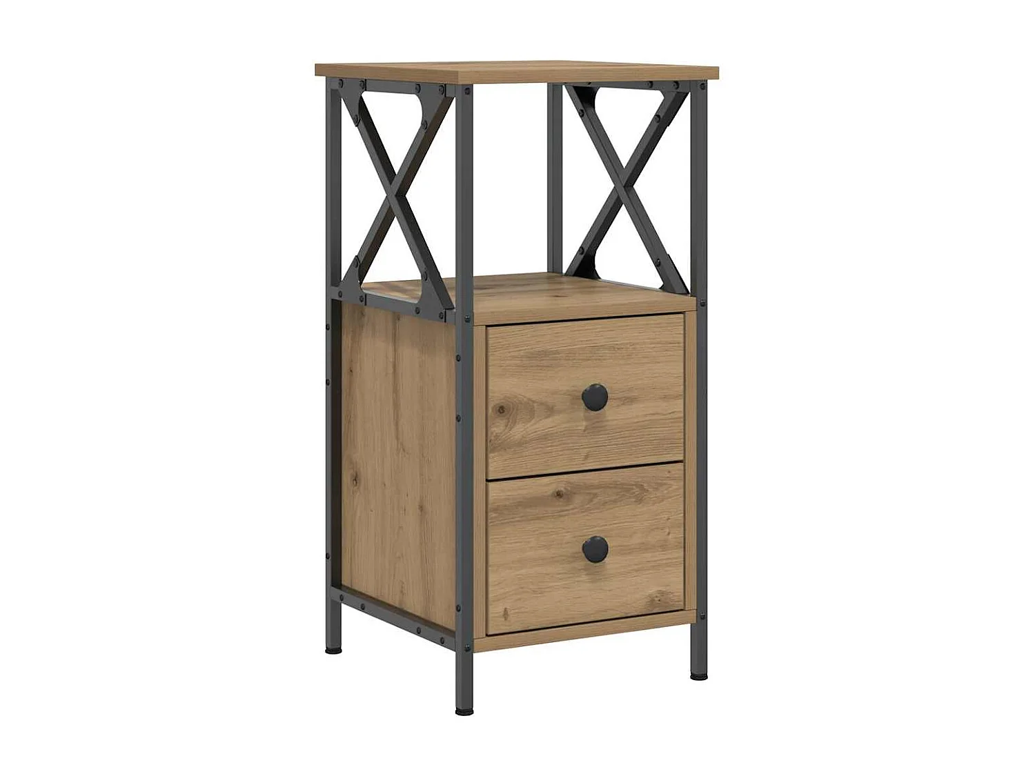 Table de chevet chêne artisanal 34x35,5x70 cm bois d'ingénierie