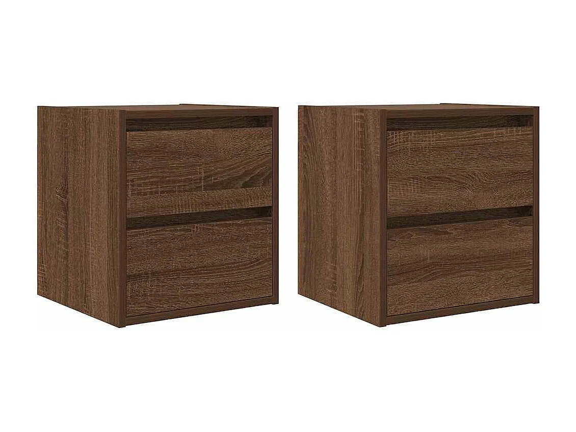 Mesas de cabeceira de parede 2pcs 38x34x40 cm carvalho castanho