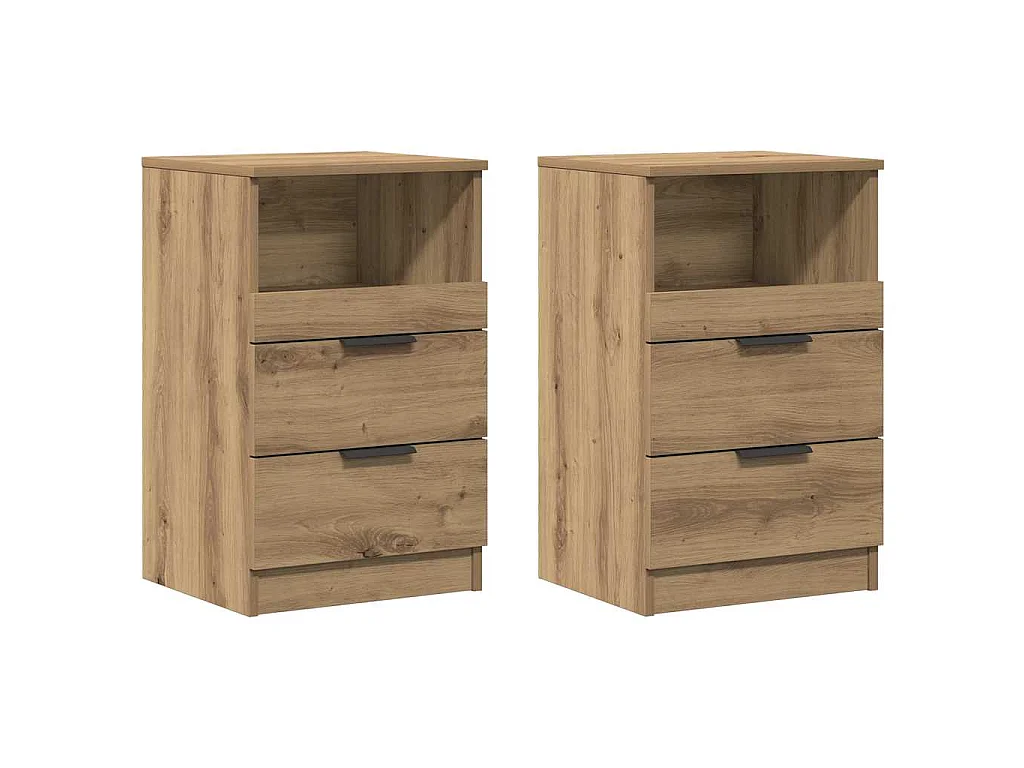 Comodini 2pz Rovere Artigianale 40x36x65cm in Legno Multistrato