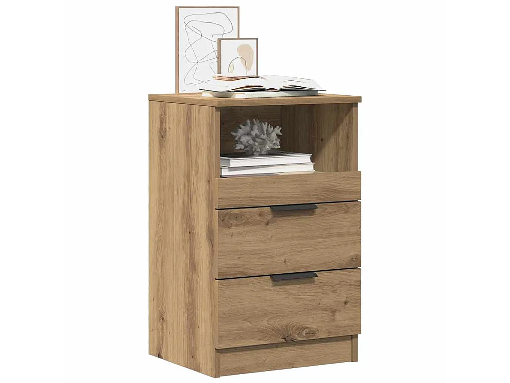 Comodini 2pz Rovere Artigianale 40x36x65cm in Legno Multistrato